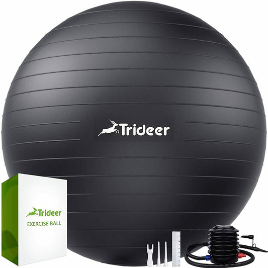 Trideer Extra Thick Yoga Exercise Ball Set 65cm (Black)